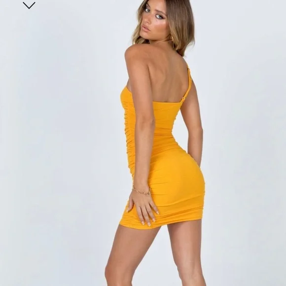 Princess Polly | Dresses | Orangeyellow One Shoulder Double Strap Mini Dress  | Poshmark